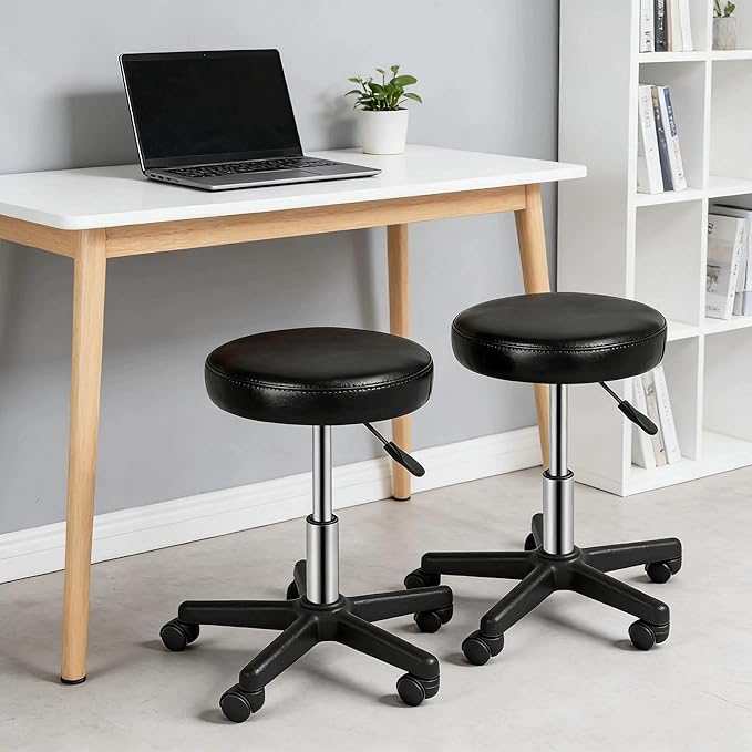 ZENY Adjustable Swivel Stool Chair Hydraulic Rolling Stool for Beauty Salon Massage Spa Medical Tattoo Drafting with PU Leather Cushion(Black - 2 Pack)