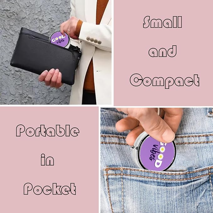 Metal Pill Organizer - 3-Compartment Mini Round Pill Case for Pocket & Purse, Portable Vitamin Holder, Easy-Open Design for Travel - Good Vibes
