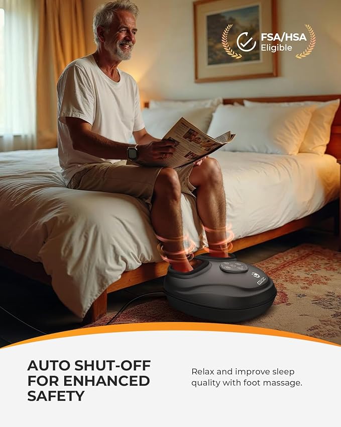 CooCoCo Upgraded Shiatsu Foot Massager - FSA Eligible, Foot Massager for Plantar Fasciitis & Neuropathy, HSA Feet Massager with Heat, Foot Warmer for Women Men, Foot Pain Relief, Home Office Use