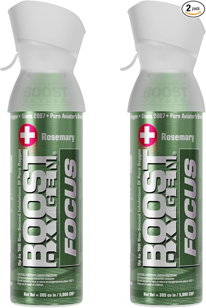 Boost Oxygen Medium Focus Rosemary Aroma 5L Canister | Respiratory Support for Aerobic Recovery, Altitude, Performance & Health (2 Pack)