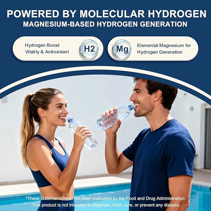 Hydrogen Water Tablets with Magnesium,Hydrogen Tablets for Drinking Water,Antioxidant and Cellular Health Support, H2 Molecular Tabs,90 Tablets