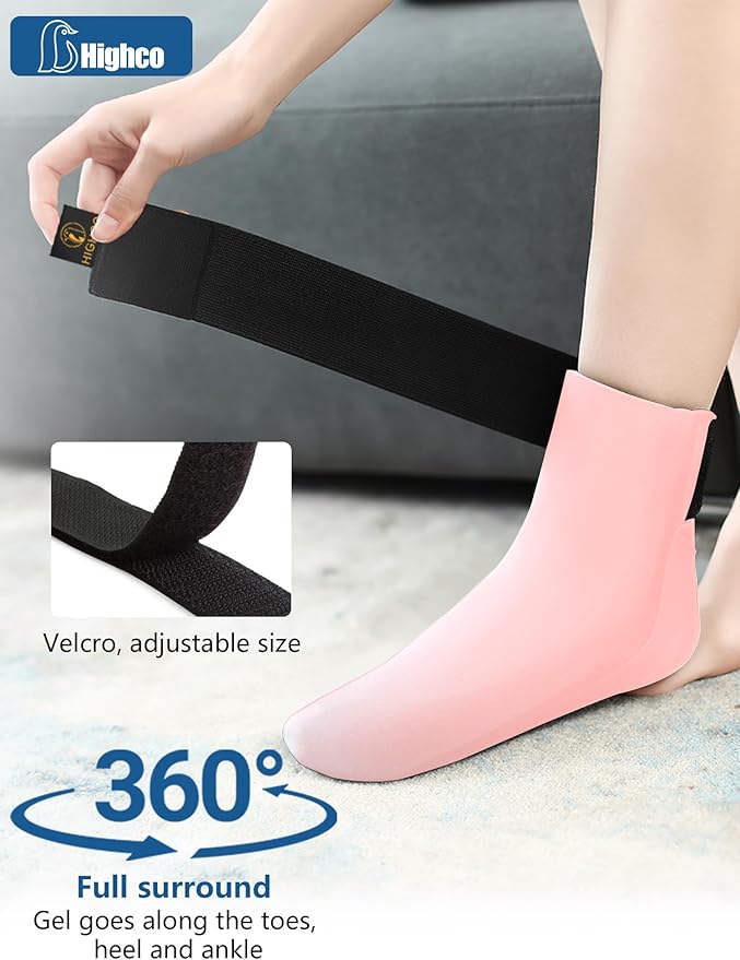 highco Ankle Ice Pack Wrap for Swelling and Injuries Recovery,Reusable Gel Ice Pack for Foot and Ankle,Ice Cold Compression Sock for Foot Heel Wrap,Tendonitis,Plantar Fasciitis,Swelling,Sprained,Pink