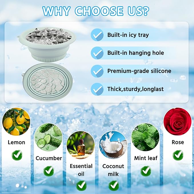 Face Tub for Ice Bath with Built-in Ice Tray – Collapsible Silicone Facial Ice Bath Bowl for Cold Plunge Therapy, Skin Tightening & Acne Relief – Portable Spa Tool for Home & Travel(Green)