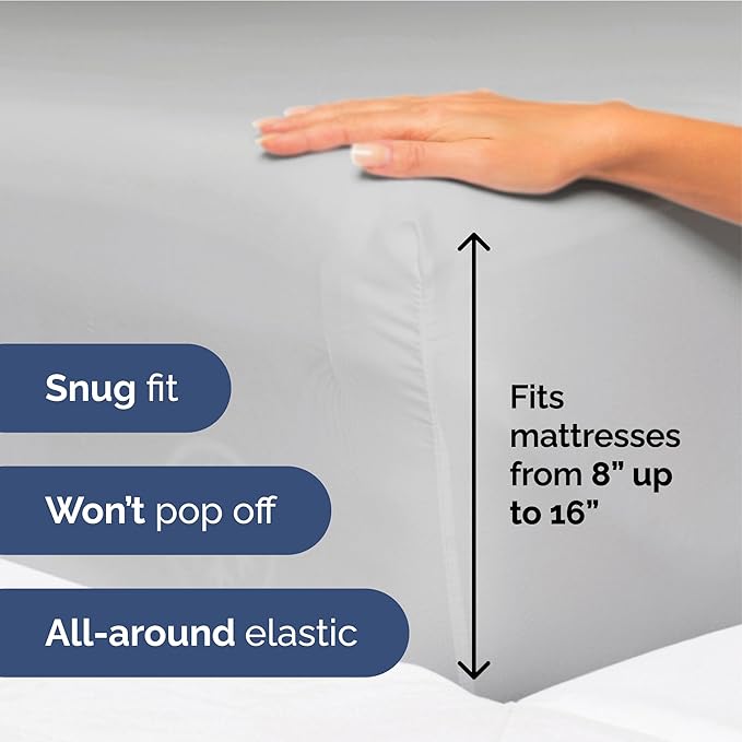 Full Size 4 Piece Sheet Set - Extra Soft, Breathable & Cooling Sheets - Hotel Luxury Durable Bed Sheets for Women & Men - Deep Pockets, Easy-Fit & Wrinkle-Free Sheets - Soft Grey Oeko-Tex Bed Sheets