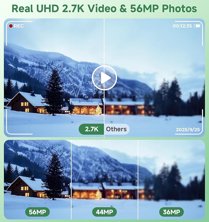Digital Camera, 2026 Upgraded 56MP Dual Screens Digital Camera, Compact Cameras Built-in Battery with 16X Zoom Travel Cameras with Smile Capture 32GB SD Card Anti Shake for Kids Beginners Teens