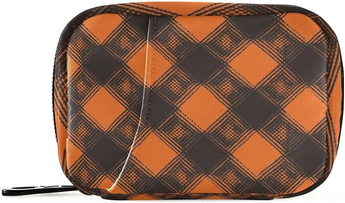 Halloween Plaid Orange Travel Pill Organizer Case Box Container Weekly Portable Vitamin Medicine Holder Storage Bag with Zipper Removable
