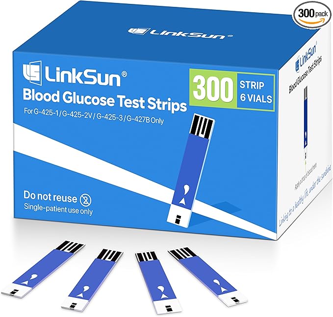 Diabetic Blood Test Strips*300, Used for G-425-1,G-425-2V, G-425-3, G-427B Blood Glucose Monitor Only, 0.7μl Blood Sample, Accurate Measurement, Results in 5 Seconds, 6 Bottles of 50 Pieces Each