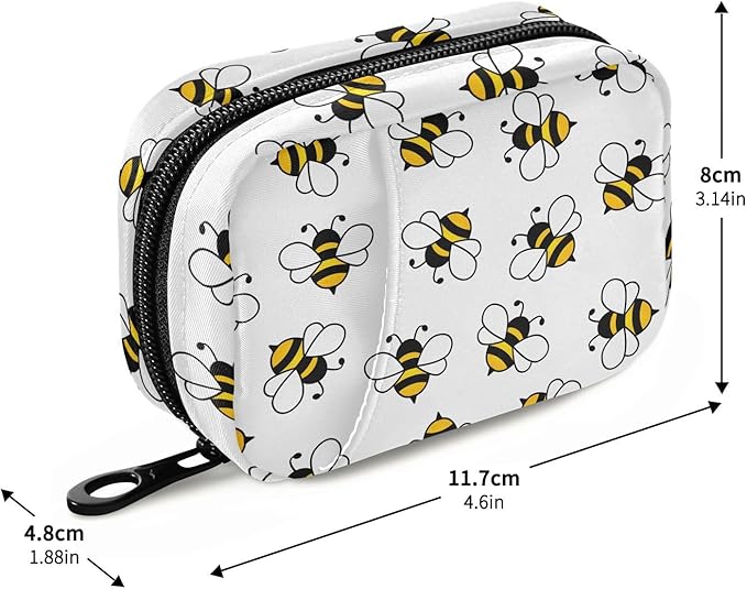 Cute Bees Pill Box 7 Day Pill Case Travel Pill Organizer Bag Container for Medicine with Zipper Portable Weekly Case Compact Size for Medicine, Vitamin, Supplement