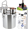 Alcohol Still 13.2 gal/50 L Alcohol Distiller Stainless Steel Distillery Kit for Alcohol With Copper Tube Water Pump Build-in Thermometer, Home Brewing Kit for DIY Whisky Wine Brandy Making