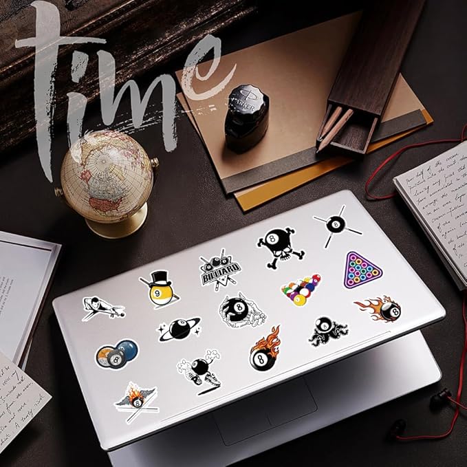 50PCS Billiards Stickers - Premium Vinyl Waterproof Decals, Perfect for Water Bottles, Cue Sticks & All Smooth Surfaces, Ideal Gift for Billiards Enthusiasts (billiard-50)