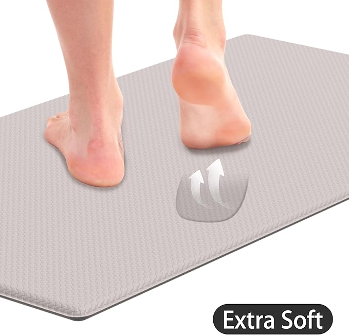 Kitchen Mats for Floor Kitchen Rugs, Cushioned Anti-Fatigue Waterproof Non-Slip Kitchen Mats Set, Ergonomic Comfort Standing Mat for Kitchen, Floor, Home, Office, Beige 17.3"x59"