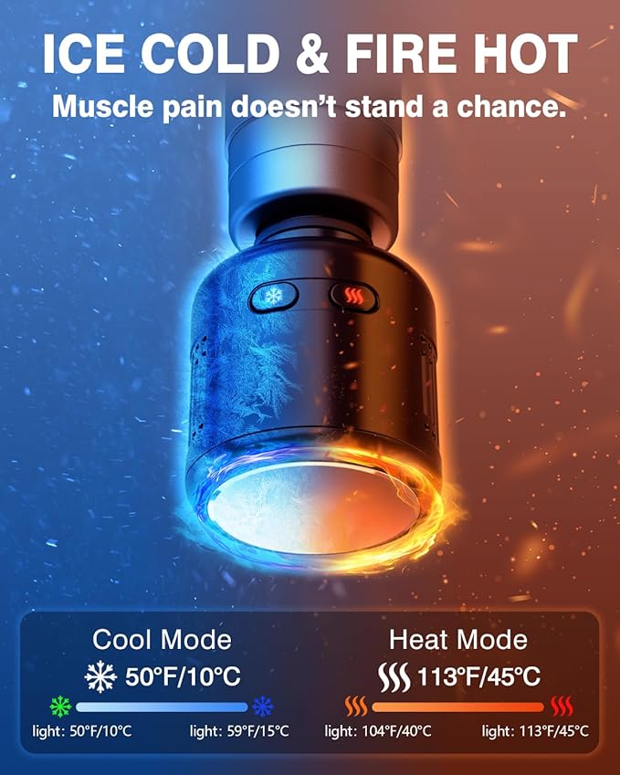 cotsoco Mini Deep Tissue Massage Gun with Heat and Cold Therapy, Full-Metal Handheld Electric Massager for Muscle Pain Relief, Portable Percussion Massage Gun for Athletes and Recovery