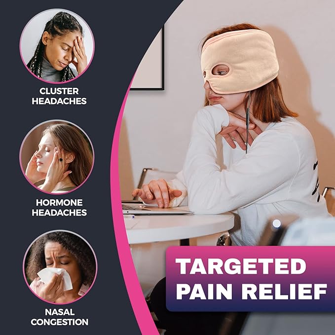 Moist Heat Sinus Pressure Relief Mask with 3 Heat Settings, Extra Large Face Heating Pad for Eyes, Sinusitis, Hormone Migraine, Tension Headache Relief
