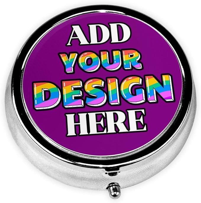 Custom Travel Pill Box, Medicine Pill Organizer Case Container Travel Pill Holder Vitamin for Boxes Med Wallet Portable Mini Pastillero Round, Purple01, Personalized Gifts