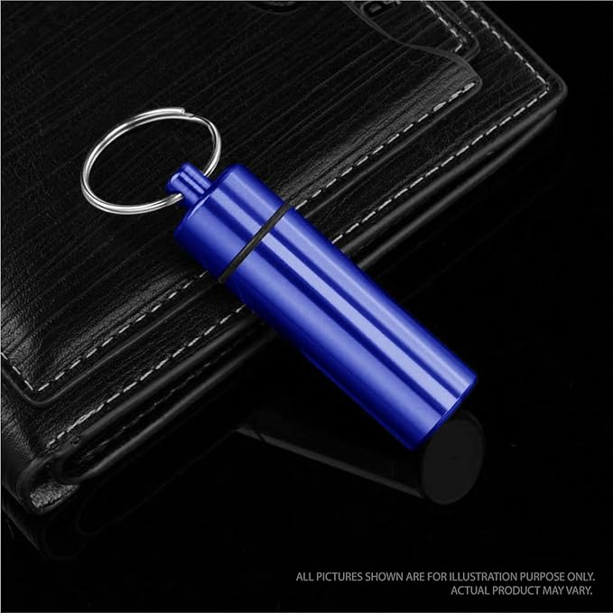 Deke Home - Waterproof Aluminum Pill Box Keychain, Mini Travel Pill Holder Case, Portable Medicine & Vitamin Organizer, Food Grade, Airtight Dispenser, Pocket Container for Daily Use