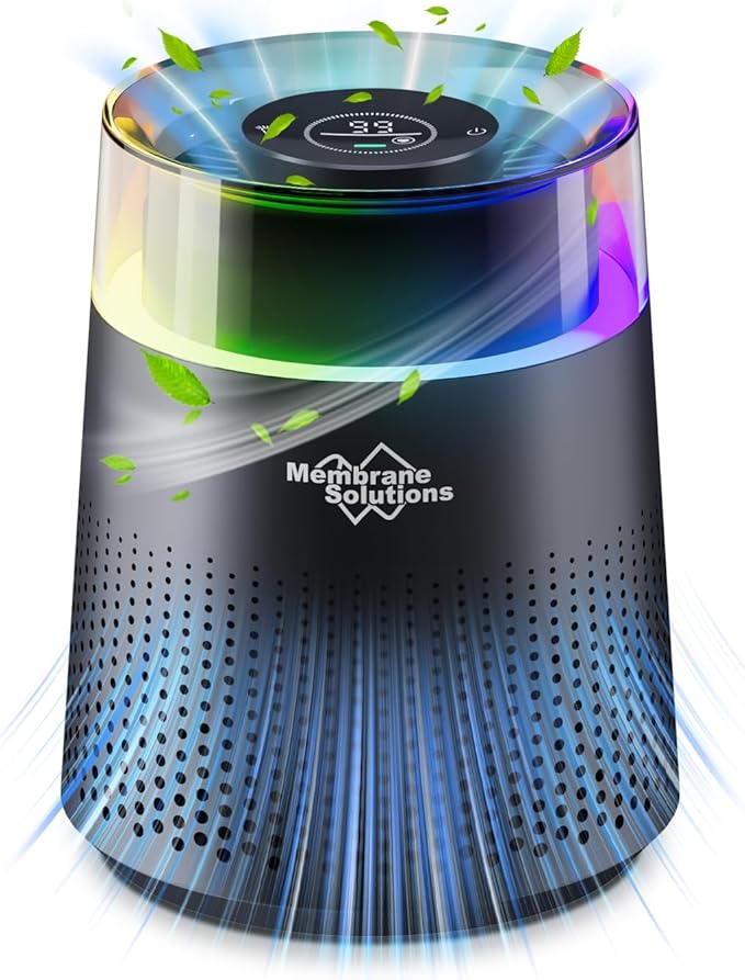 MSB5 Air Purifiers for Bedroom, H13 True HEPA Air Purifier for Home Room Office, 20dB Quiet Air Cleaner with Sleep Mode Colorful Night Light for Pets Dander Pollen (Black)