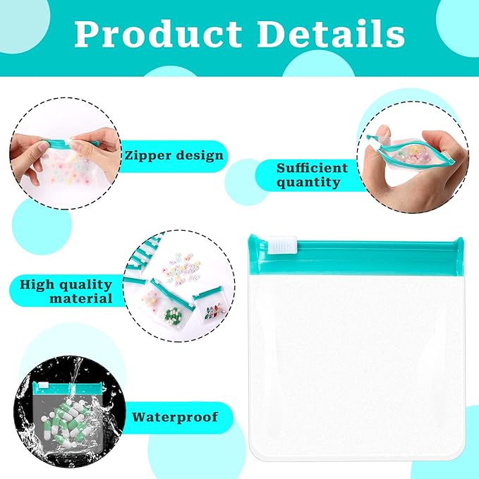 12 PCS Zippered Reusable Pill Storage Pouch Bags - Clear Plastic Pill Bags with Slide Lock for Small Items