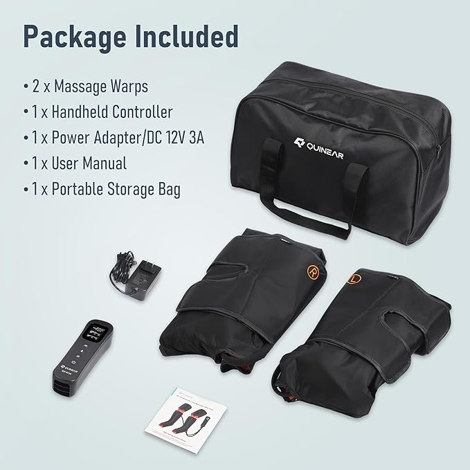 QUINEAR Leg Massager, 3-in-1 Foot Calf & Thigh Massager with Heat and Compression Therapy, Leg Massage Boots for Pain Relief, FSA-HSA Eligible