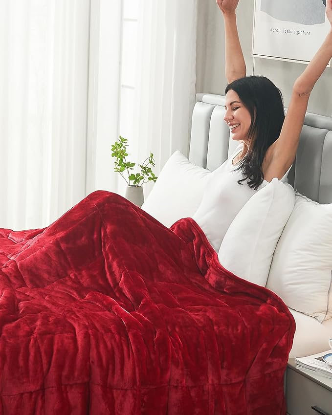 Topblan Sherpa Fleece Weighted Blanket for Adult, 15 lbs Dual Sided Cozy Fluffy Heavy Blanket, Ultra Fuzzy Throw Blanket with Soft Plush Flannel Top, 60 x 80 inches