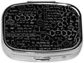 Organic Chemistry Square Mini Pill Case Travel Medicine Organizer Portable Compartments Metal Pill Box