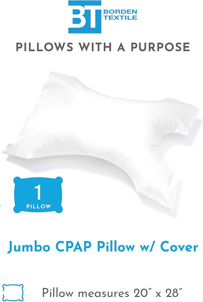 CPAP Pillow by Pillows with a Purpose - Jumbo Size - Unique Design with Contoured Cut-Outs - Hypoallergenic with Cover Included