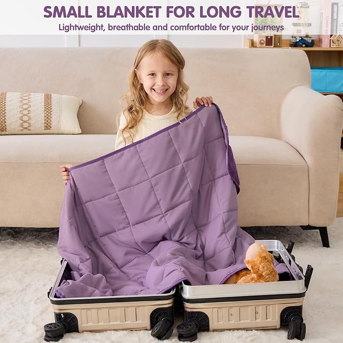 yescool Purple Weighted Blanket 7 Pounds Cooling Weighted Lap Blanket, Heavy Blanket for Sleeping, Weighted Throw Blanket Gifts for 60-80lbs, 40"x60"