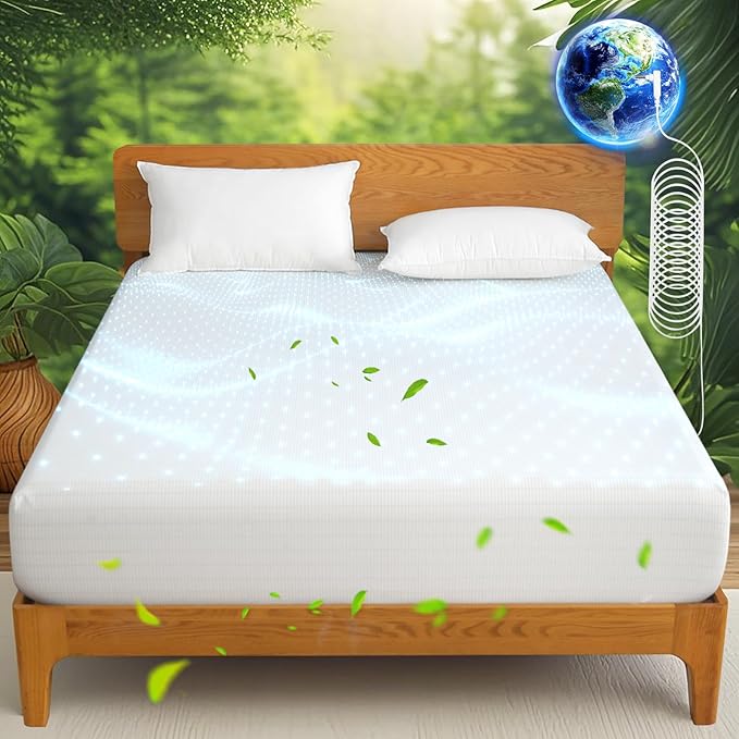 Ivellow Grounding Sheets King 10% Pure Silver Fiber 90% Organic Cotton Sheets King Size 16” Deep Pocket Soft Breathable Grounded Sheet Earth Connected Bedding White Fitted Sheet with Grounding Cord