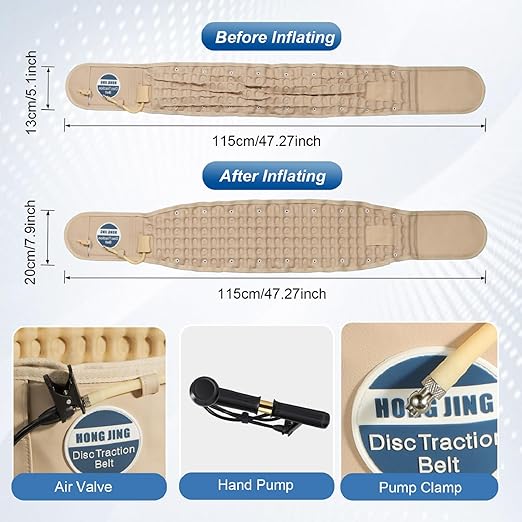 HONGJING Back Decompression Belt Lumbar Support for Back Pain Relief Lower Back Traction Device, One Size Fits 29-49 Waist