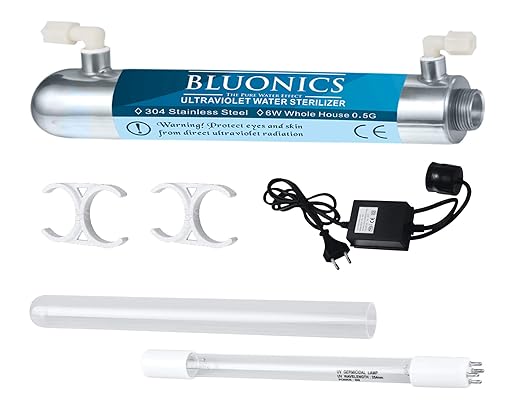 Bluonics 4 Stage Drinking Water Filter UV Ultraviolet Light Purifier for Under Sink Filtration System