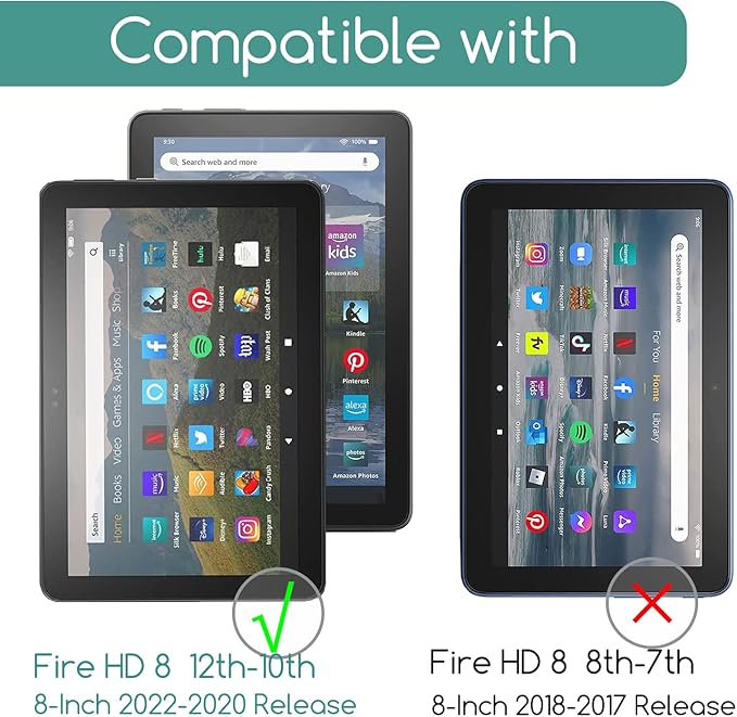 KEANBOLL 2-Pack Tempered Glass Screen Protector for All-New Fire HD 8 and Fire HD 8 Plus Tablet 8 inch (14th/12th/10th generation - 2024/2022/2020 release),[No Waves][No Bubble] [Anti Scratch]
