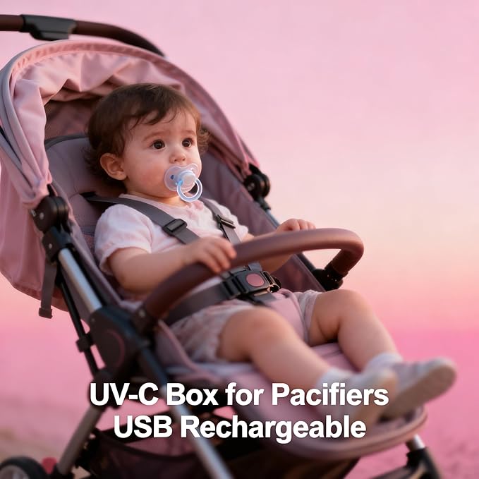 Pacifier Box, Portable UV-C Box for Pacifiers USB Rechargeable Mini Pacifier Box 2 Time Settings (60s and 180s) with Fan Fast Charging and Long Battery Life