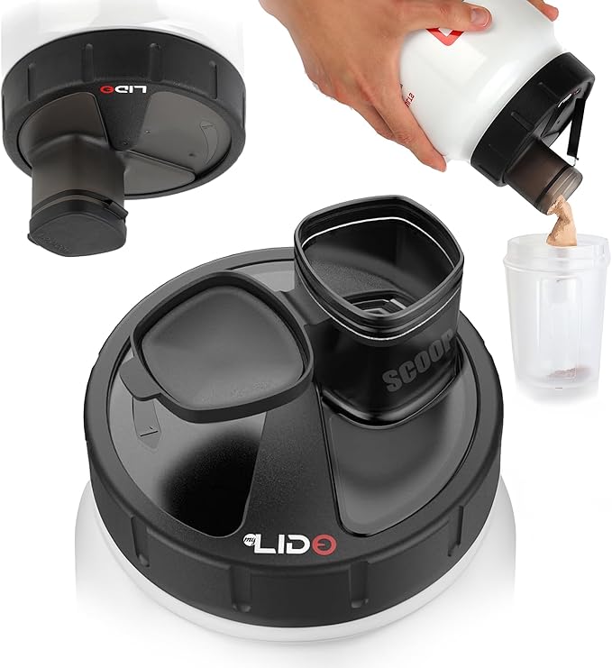 MYLIDO - Protein Powder Dispenser - Universal Size Fits All Brands, Pre and Post Workout, Creatine - Supplement Funnel - Reusable Dishwasher Safe