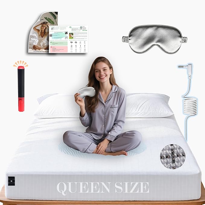 Ali King Grounding Sheets - Queen Size, Soft Cotton with Silver Fiber, 15'' Deep Pocket Earth Grounding Fitted Bed Sheets for Improved Sleep (White, Queen 60''*80''*15'')