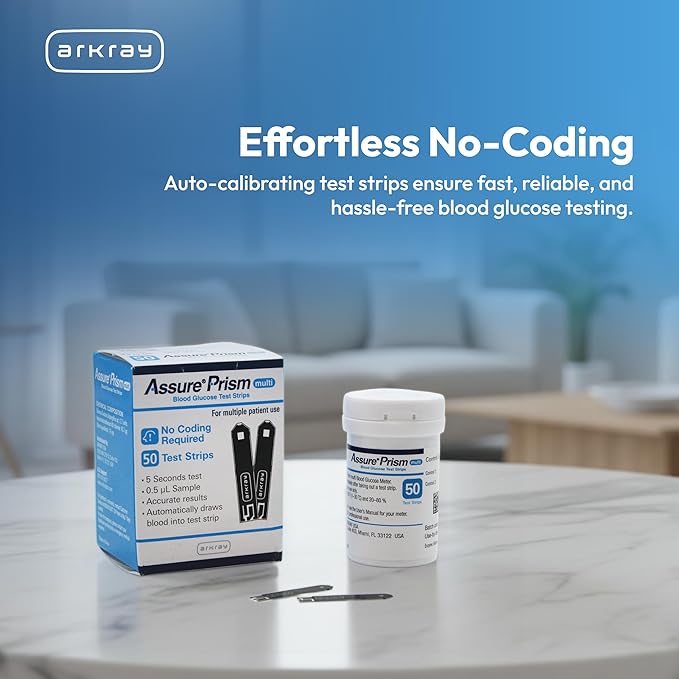 Assure Prism Multi Blood Glucose Test Strips – 0.5 Microliter Sample Size, Accurate & Fast 5-Second Results, Compatible with Assure Prism Multi Glucose Monitoring System, 50 Count