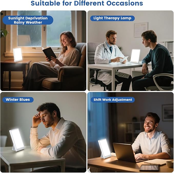 Light Therapy Lamp - 10000 Lux Therapy Light, 3 Color Temperature & Wall Mount with Memory Function, Touch Control Portable Daylight Therapy Lamp with Adjustable Brightness for Home & Office.