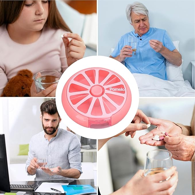 Weekly Pill Organizer - Eco-Friendly Round Pill Storage Box, Round Pill Organizer | 7-Compartment Weekly Pill Dispenser, Weekly Medication Organizer Suitable for vitaminn, Medication, and Candy