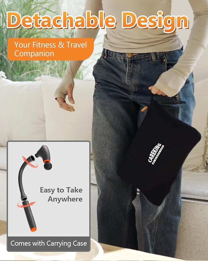 Convertible Massage Gun Deep Tissue for Back Neck Muscle Pain Relief - Electric Handheld Percussion Shoulder Massager Tool with Detachable Long Handle Portable Case，FSA-HSA Eligible