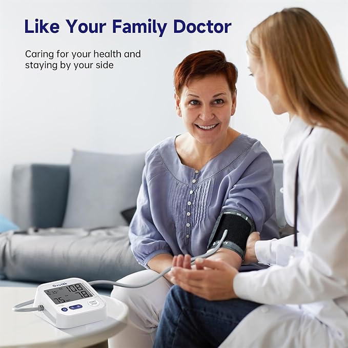 Ovutek Blood Pressure Monitors for Home Use, Automatic Digital Blood Pressure Cuff with Large Cuff for Upper Arm, 2 Users x 120 Sets Memory, Manual Arm Blood Pressure Machine with Backlight (White)