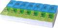 Weekly (7 Day) Pill Organizer, 2 Times a Day AM/PM Pill Case and Planner, Portable Vitamin Containers for Travel(Blue-Green)