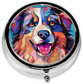 Australian Shepherd Dog Small Box for Pill,3 Compartment Pill Case Travel Medicine,Portable Pocket or Purse Pill Organizer Container Holder Hold Vitamins, Medication, Fish Oil Supplements