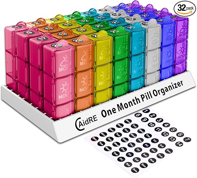 Monthly Pill Organizer 31 Day 3 Times a Day – One Month Pill Box for Medications, Fish Oil, Vitamins & Supplements – 30 Day Daily Pill Case Organizer