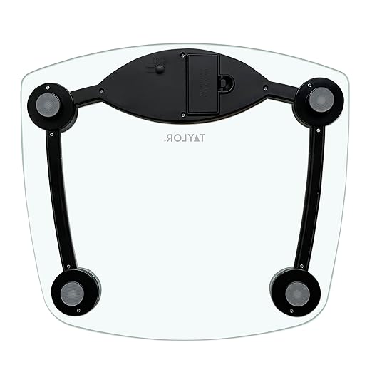 Taylor Digital Bathroom Scale, Body Weight Scale, Instant On and Off, 400 lb Capacity, Sturdy Clear Glass with Chrome-Finish Base