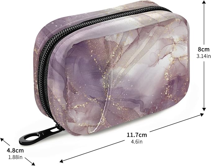 Purple Rose Marble Pill Case, Weekly Portable Pill Bag Container 7 Days Cute Pill Box Organizer Vitamin Supplement Holder with Zipper for Travel Family Business