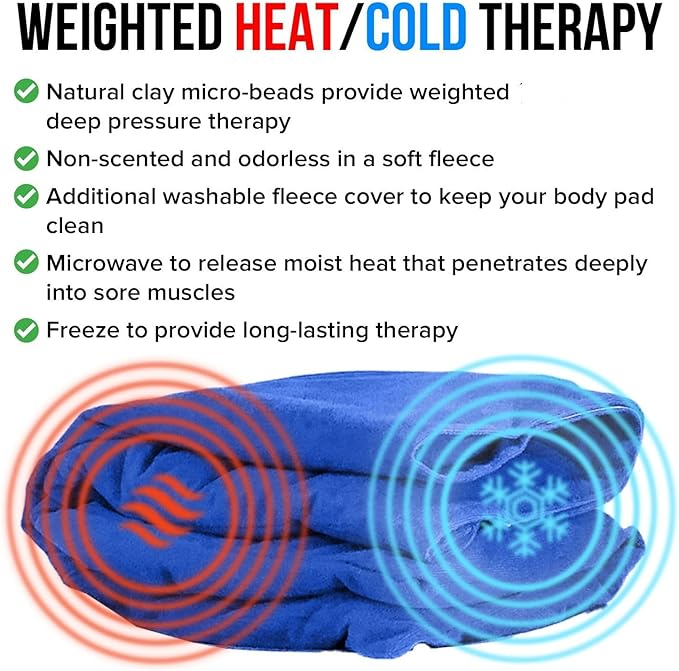 Weighted Heating Pad Microwavable Natural Moist Heat Therapy Pad with Washable Cover for Pain Relief in Back, Neck, Shoulders, Legs, Cramps, Set of 2 Pieces, 11x13” Each