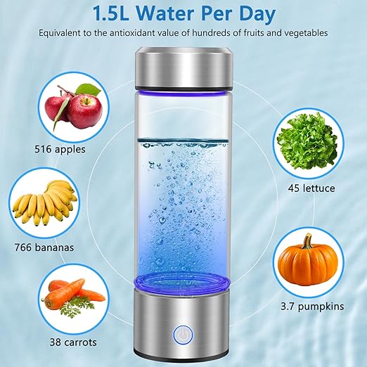 2 Pack Portable Rechargeable Hydrogen Water Bottle Generator [Gifts for Him Her], Water Machine for Home Travel Office Exercise (Silver)