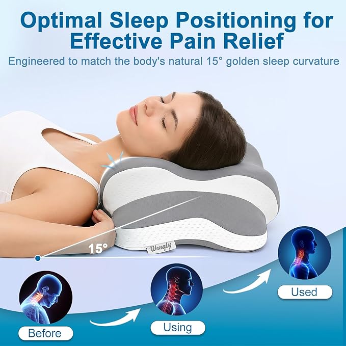 Cervical Pillow for Sleep Apnea, Neck Pain, and Snoring Relief,Dreamers Relief Pillow,Cervical Neck Pillow for Side Sleepers,Orthopedic Memory Foam with Ergonomic Support
