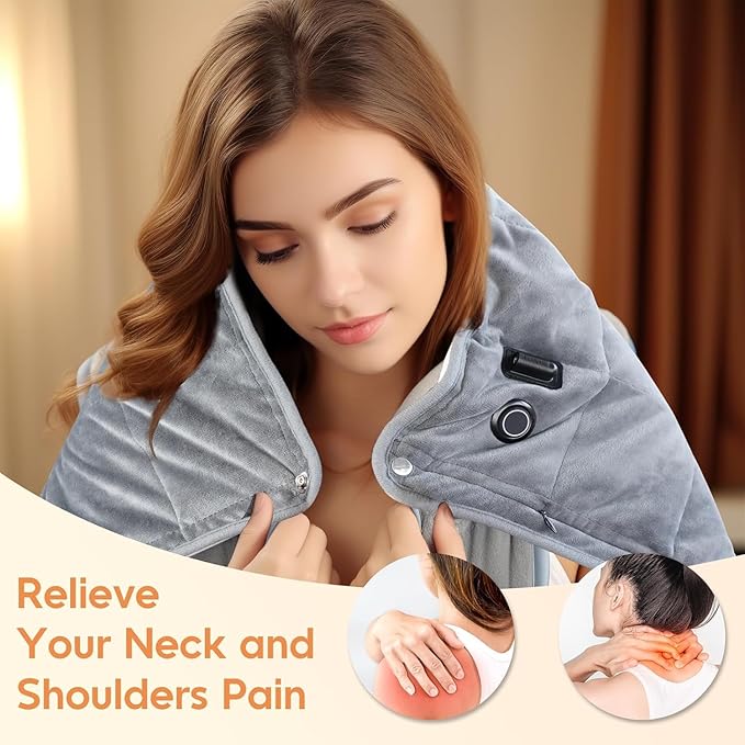 OKK Weighted Heating Pad, 12V Heating Pad for Back Pain Relief, 33"x17" Extra Large Full Body Portable Weighted Heated Pad for Cramps Neck Shoulder, 2lb, 3 Heat Settings, 3 Hours Auto Off Heat Pad