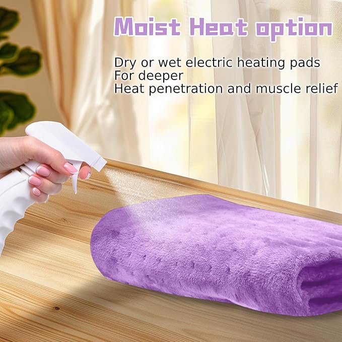 【2025 Upgrade】 Heating Pad for Neck Back Cramps Pain Fast-Heating Heating Pads Offer Softer Machine Washable Fabric with Heat Settings & Timer Easy to Operate,Moist Heat & Auto Shut of (Light Purple)