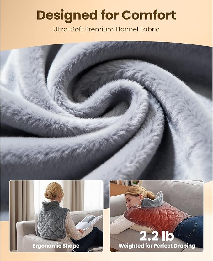 BOB AND BRAD Weighted Heating Pad for Neck Shoulders and Back Pain Relief, FSA Eligible/HSA Eligible, 2.2lb Electric Heating Pad, ETL Certified, Birthday Christmas Gifts for Women Men Mom Dad, 20"x22"