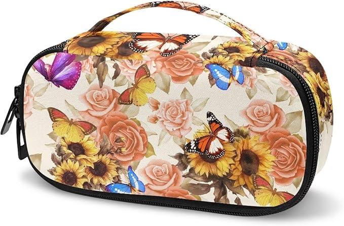Sunflower Butterfly Insulin Cooler Travel Case - Medication Diabetic Insulated Organizer Portable Cooling Bag for Insulin Pen and Diabetic Supplies